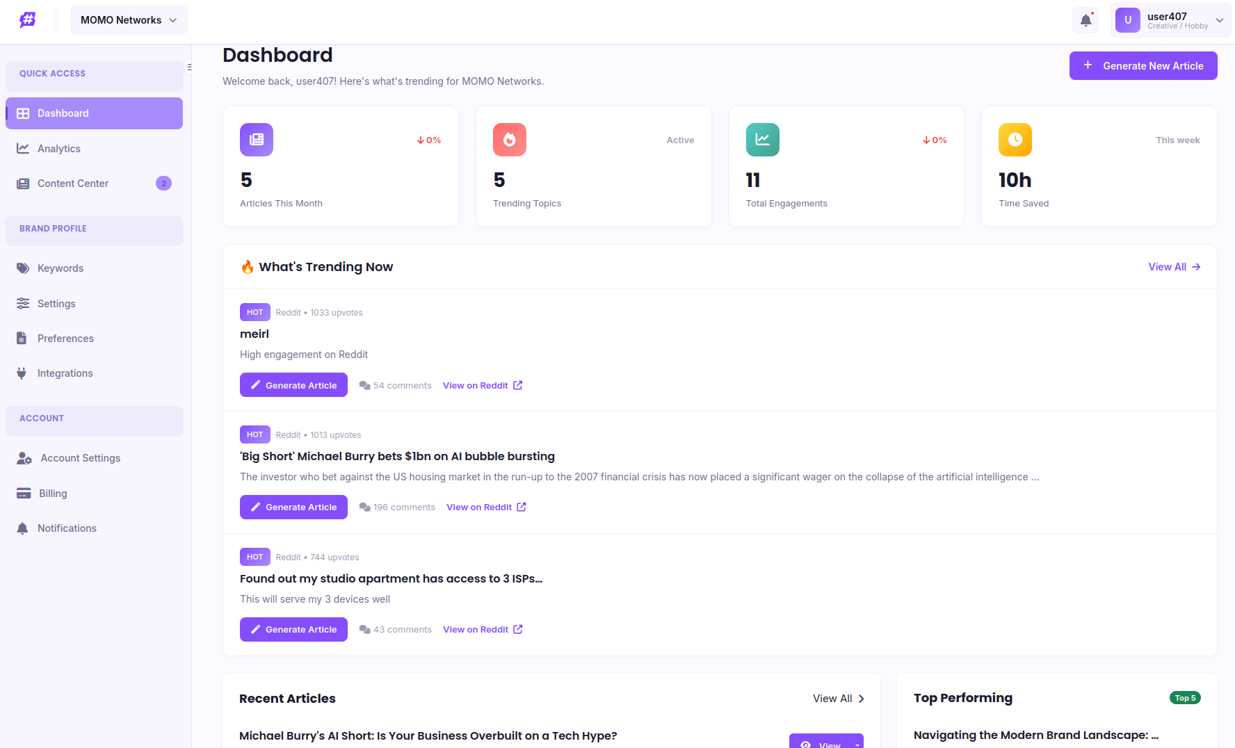 TrendScribbr Dashboard